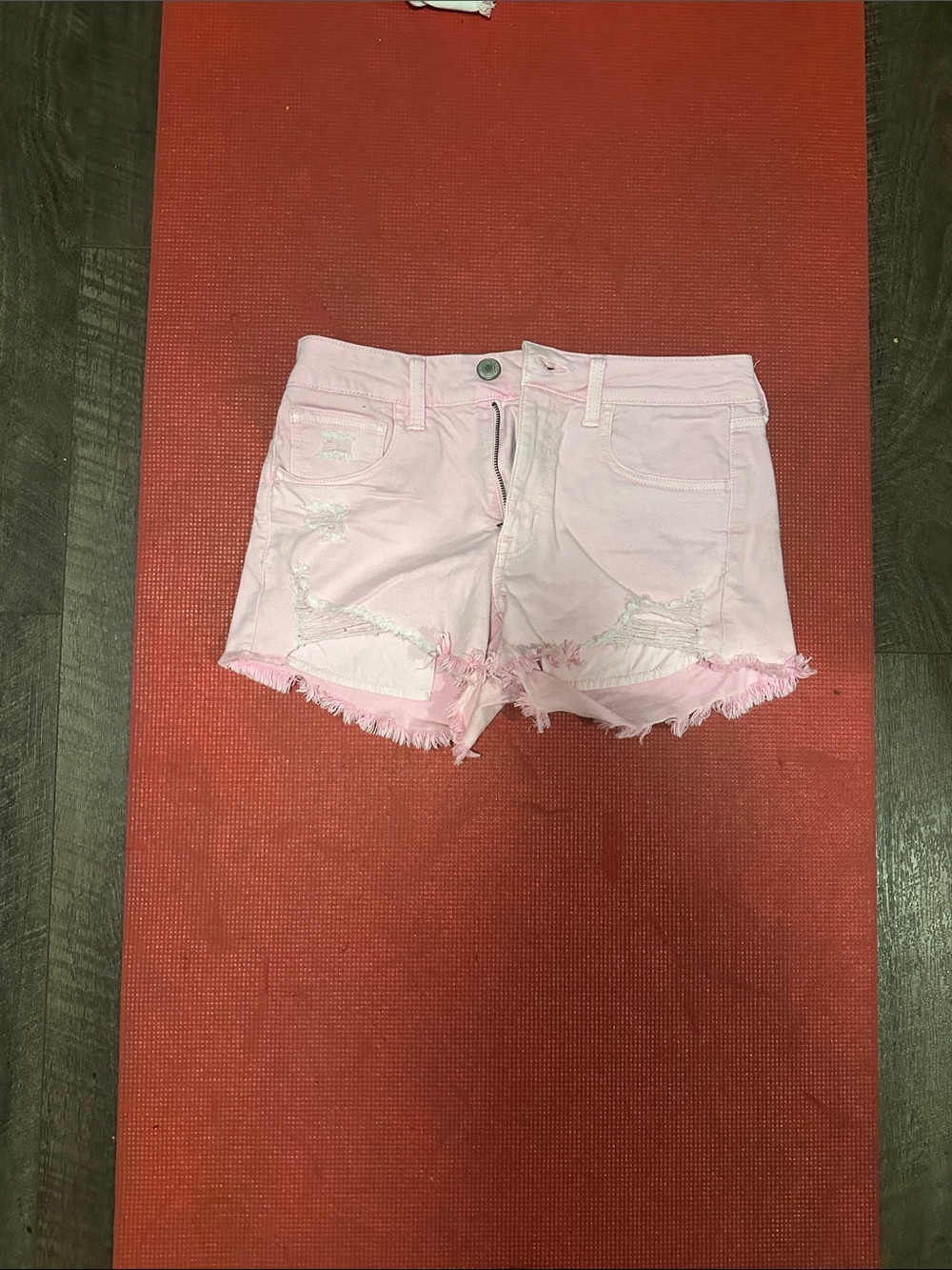 American Eagle Outfitters Light Pink Distressed Denim Shorts